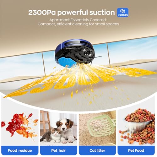 Robot Vacuum and Mop Combo, 2-in-1 Mopping Robot Vacuum Cleaner with 2300Pa Suction, 2.87'' Slim Design, Wi-Fi/App/Voice Control