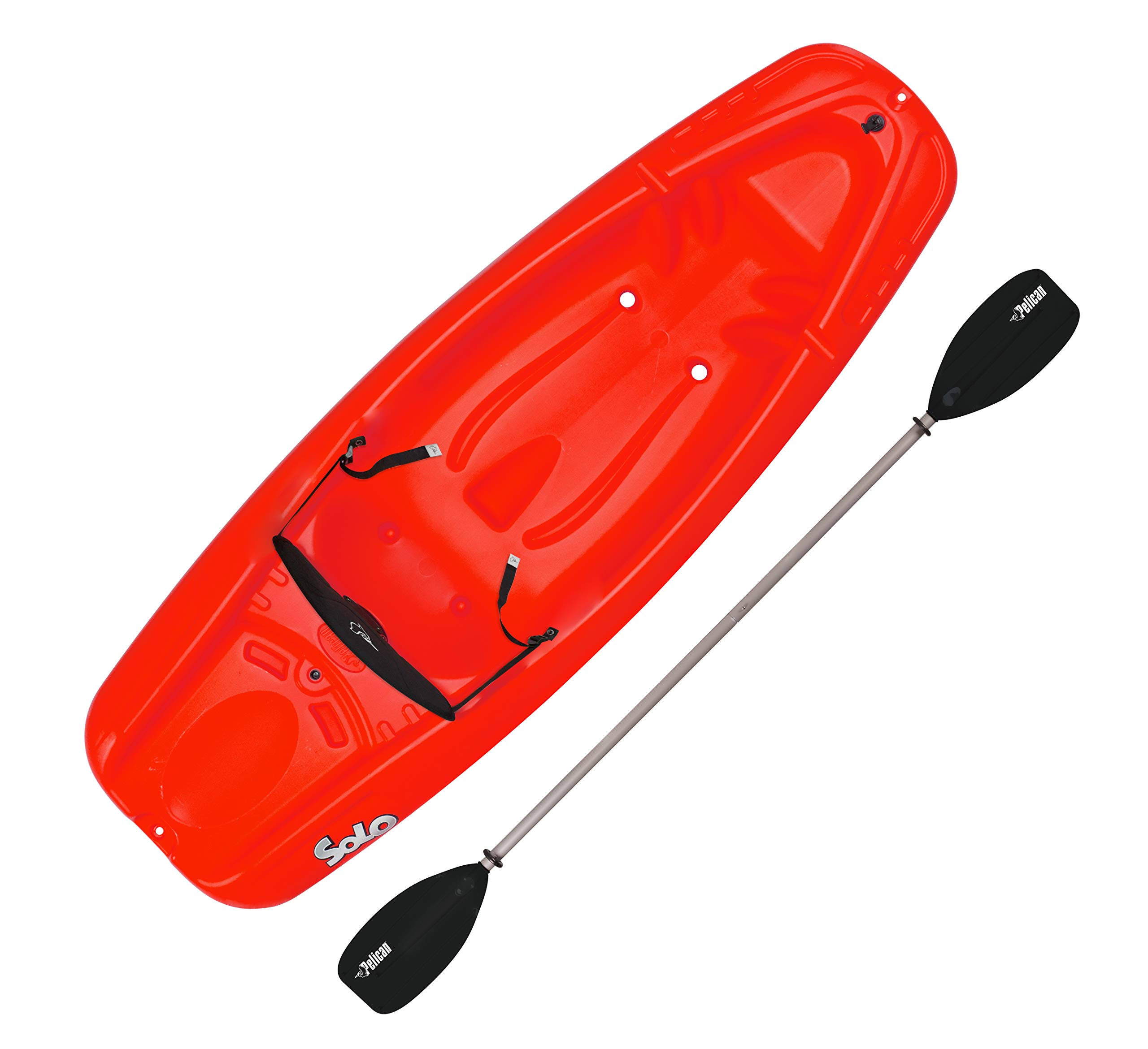 Pelican Solo 6 Feet Sit-On-Top Youth Kayak with Kayak Accessories, Paddle and Safety Flag and backrest, Size: 10