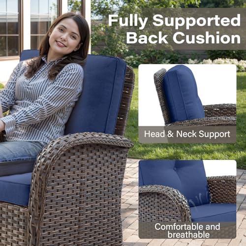 Patio Wicker Chairs Swivel Rocker - Outdoor Swivel Rocking Chairs Set of 2 with Rattan Side Table