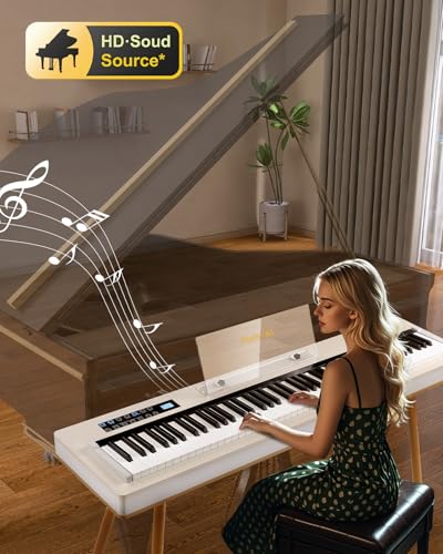 LIV-K01 Piano Keyboard Real Sampling, 88 Key Fully Weighted Keyboard Electric Piano, Grade Hammer Action, LCD Display, Touch Sensitive