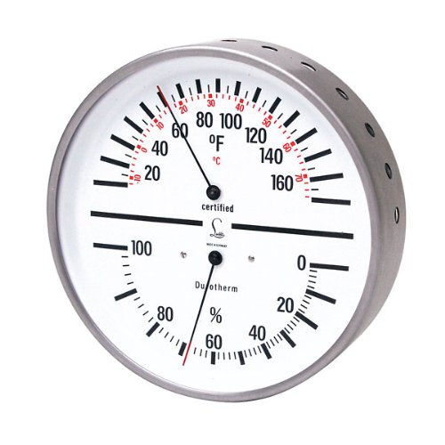 Abbeon 5063.33 Humidity and Temperature Dial Indicator with White Face and Stainless Steel Case