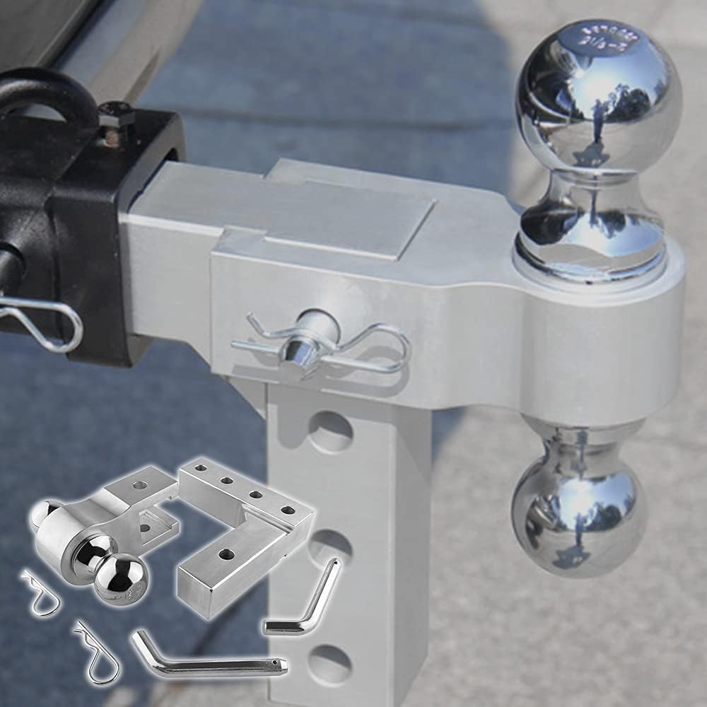 Flashark Adjustable Trailer Hitch Fits 2" inch Receiver, Aluminum Rapid Hitch 6" Drop/Rise, 2-Inch and 2-5/16-Inch Hitch Dual Ball Mount 5