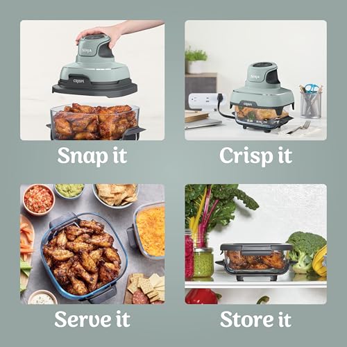 Ninja Crispi Air Fryer, Microwave, Freezer & Dishwasher Safe, Non Toxic Glass Portable Cooking System