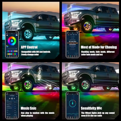 SUNPIE Wheel Lights for Truck - Universal 14.5’’ RGB Rim Light for Car/SUV