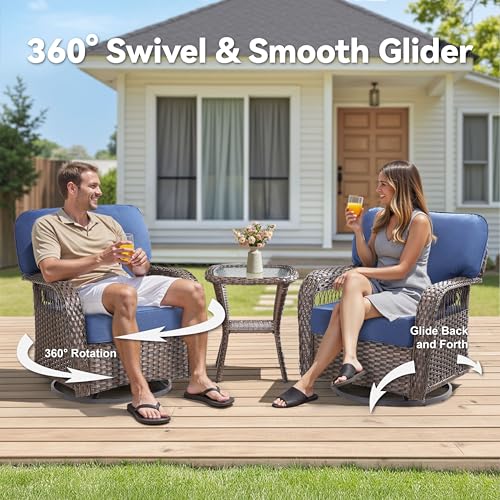 7 Pieces Outdoor Furniture Set with Swivel Chairs