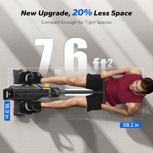 MERACH Foldable Rowing Machines for Home, Magnetic Rowing Machine with 16-Level, Compact Row Saves 20% Space, 350 LBS Load Capacity