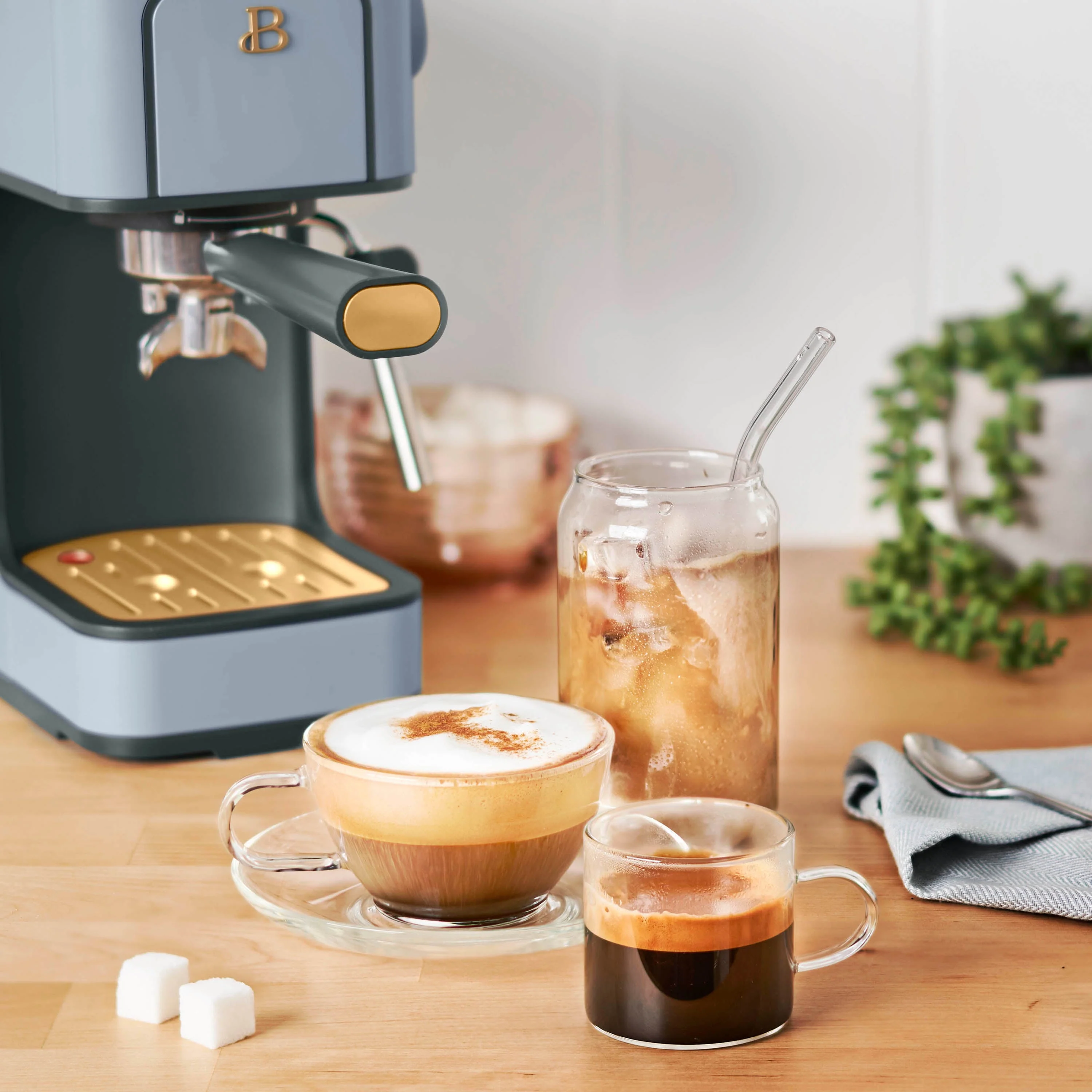 Beautiful Slim Espresso Maker with 20-Bar Pressure, White Icing by Drew Barrymore