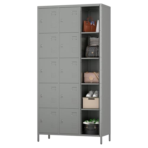 6 Door Metal Storage Locker 18 Hooks,Metal Locker for Employees with Lock for School Garage Office Gym Bedroom,Assembly Required