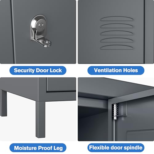 6 Door Metal Storage Locker 18 Hooks,Metal Locker for Employees with Lock for School Garage Office Gym Bedroom,Assembly Required