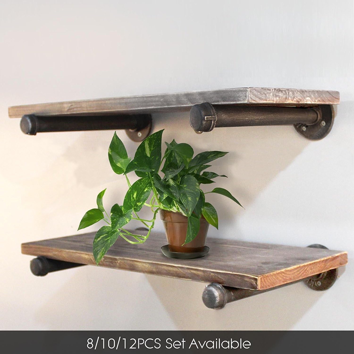 Diwhy 20" Industrial Pipe Shelves,Wall Mounted Metal Pipe Wood Shelf, Rustic Wall Shelf with Towel Bar,Towel Racks for Bathroom
