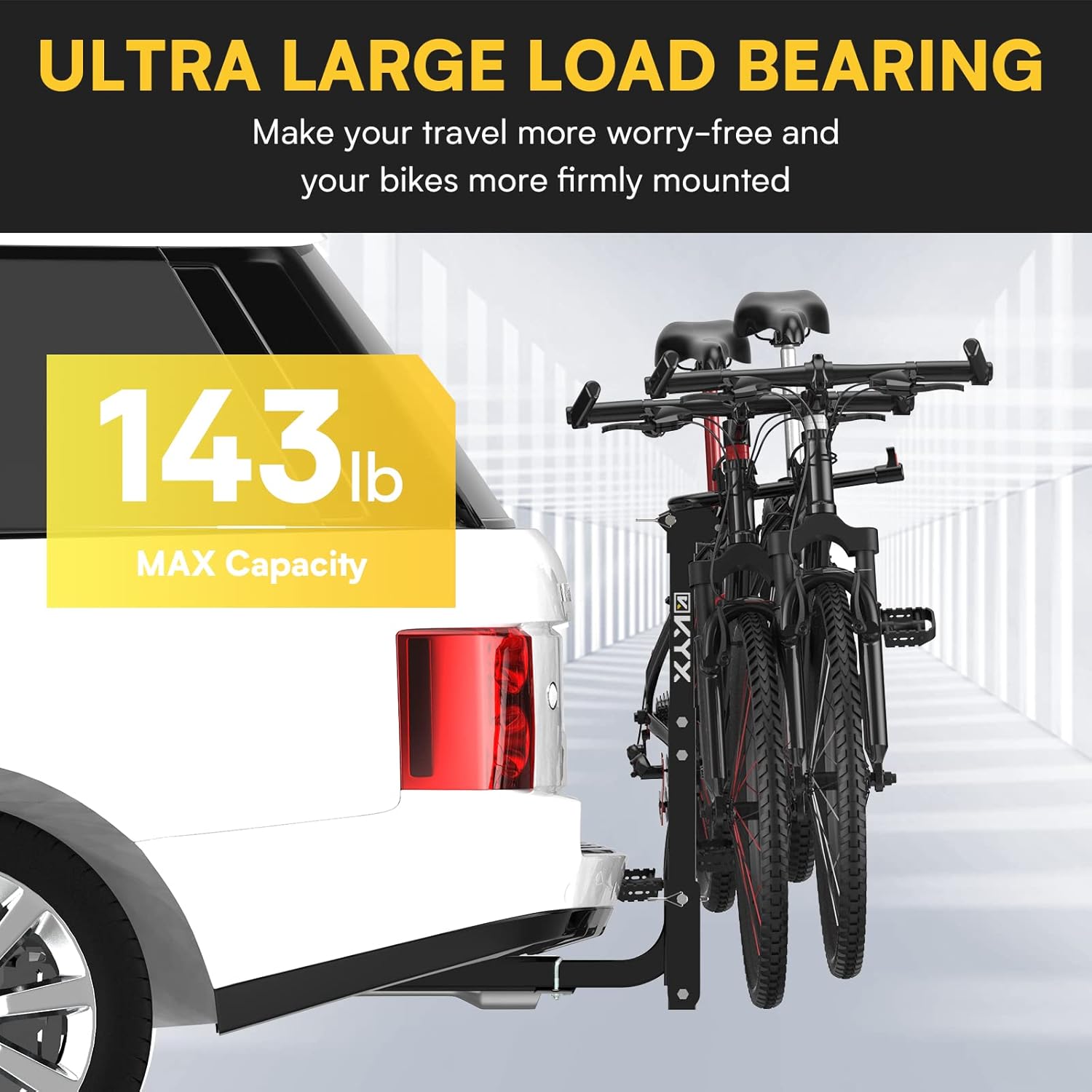 KYX 2 Bike Car Hitch Rack - Bicycle Racks Mount Carrier with 2 in. Hitch, 143LBS Capacity Steel Frame with Foldable Arms and Tilt-Away Modes