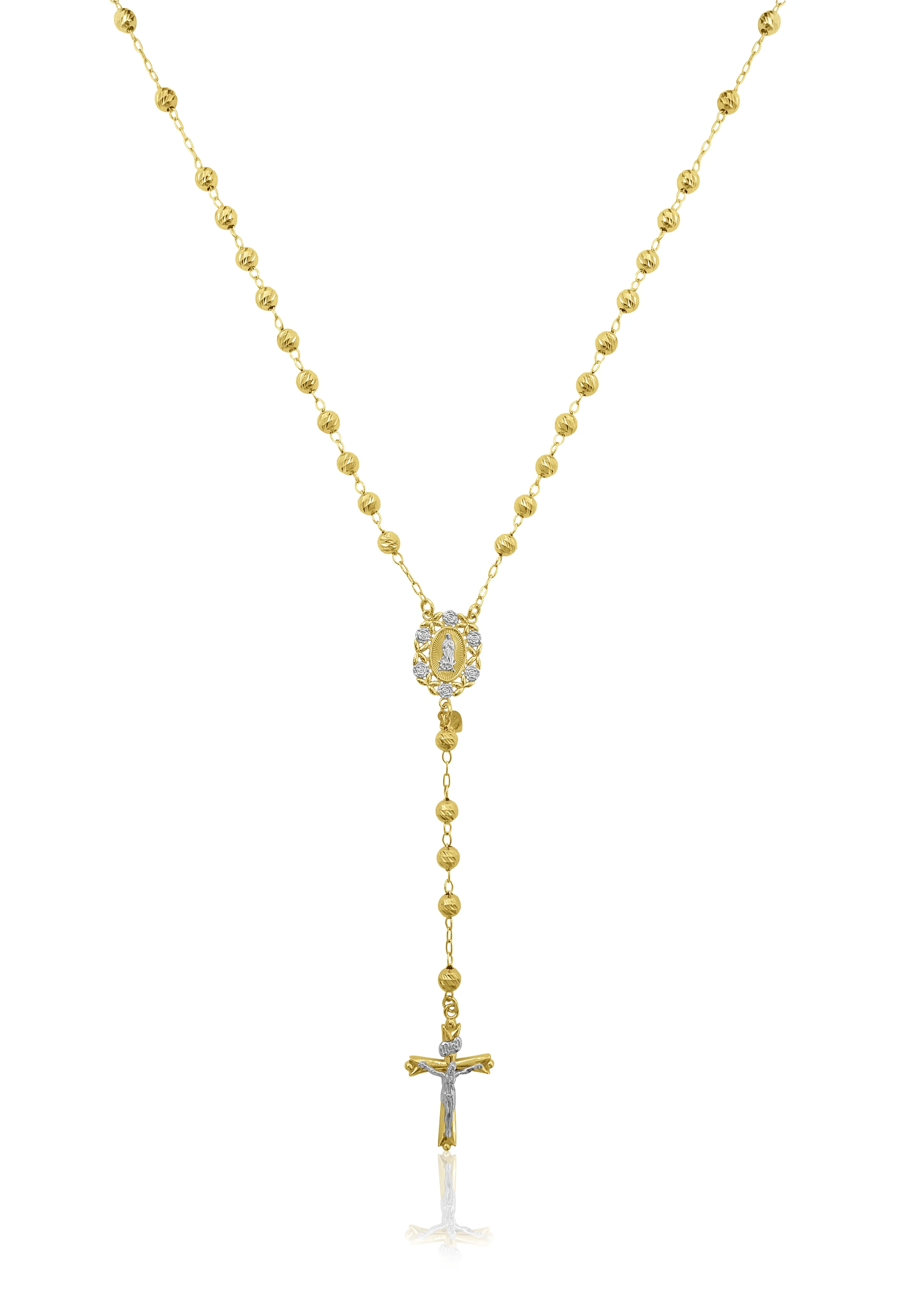 Brilliance Fine Jewelry Women's 14K Gold Plated Sterling Silver Yellow Beads Rosary Necklace 26"