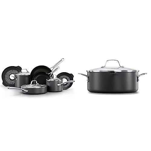 Calphalon 10-Piece Pots and Pans Set, Nonstick Kitchen Cookware with No-Boil Over Inserts and Stay-Cool Stainless Steel Handles, Black