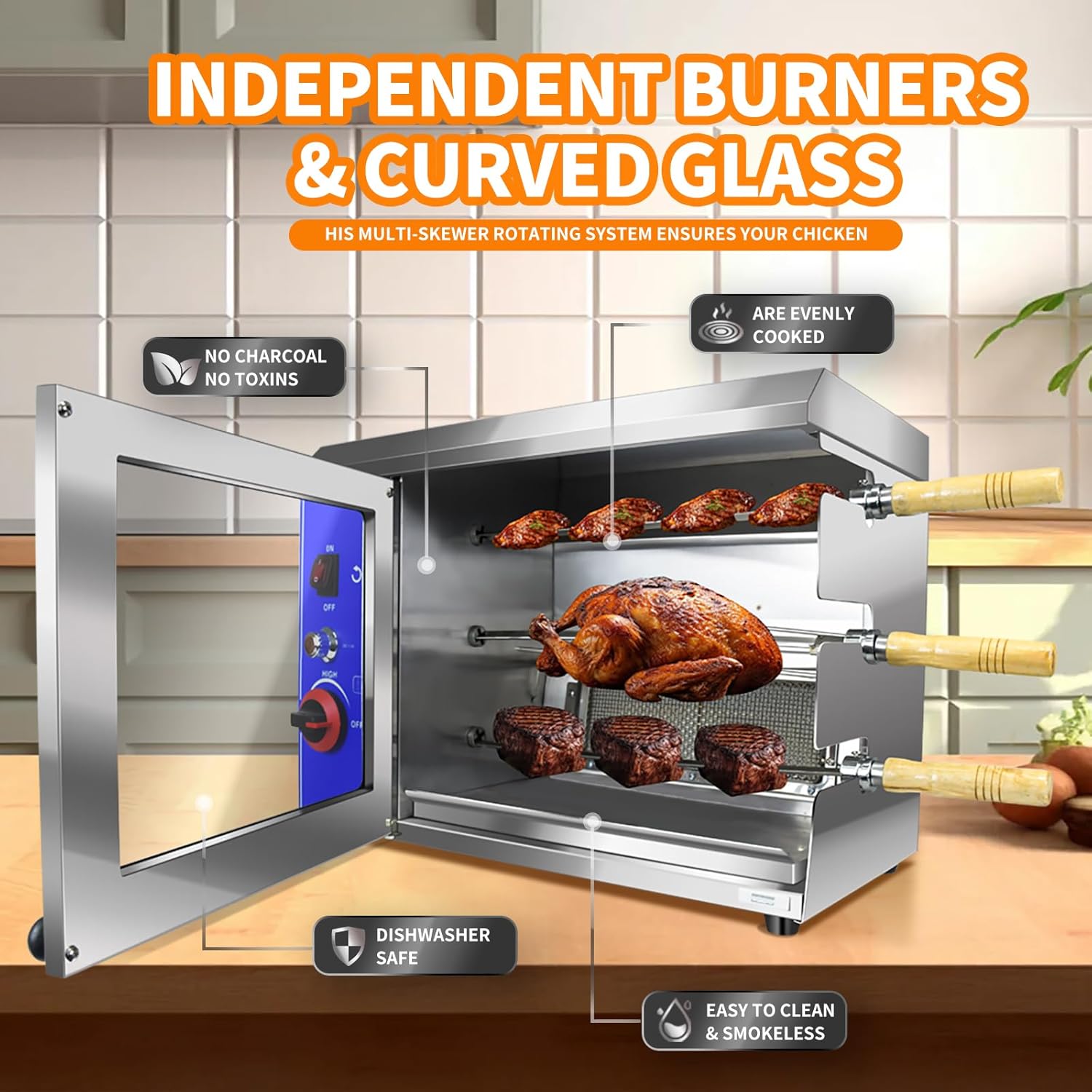 Li Zhen Gas Rotisserie Oven Shawarma Grill Machine Doner Kebab Machine Chicken Rotisserie Grill Propane Grill with Rotisserie Electric Rotisserie