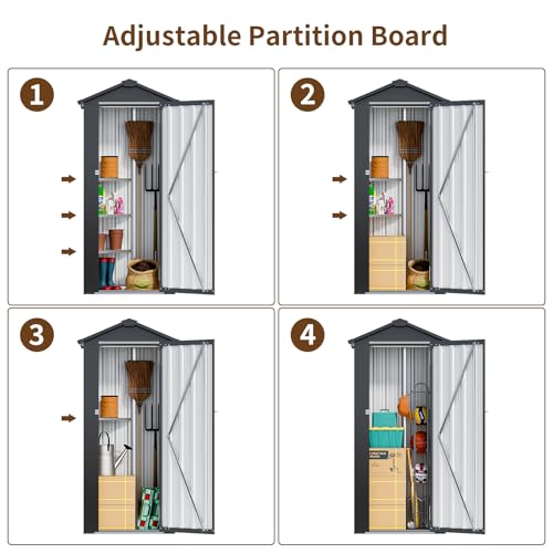 NicBex 6×5 Resin Outdoor Storage Shed with Floor & Window– All-Weather Lockable Small Tool Shed