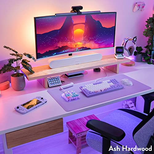 Monitor Stand for Desk - Dark Bamboo Wood Monitor Stand Riser - Computer Monitor Stand for Desk - Desk Monitor Stand - Desktop Monitor Stand