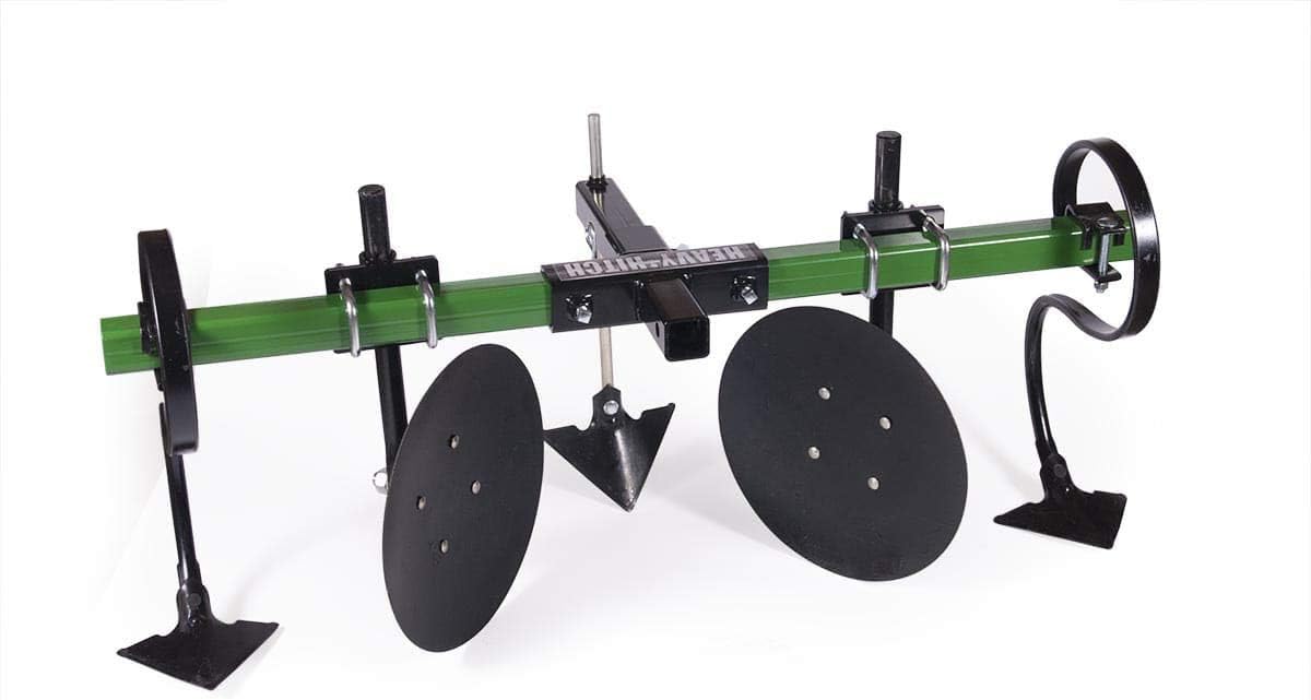 Heavy Hitch Multi-Purpose Disc Cultivator Garden Bedder Attachment with S-Tines and Row Maker Insert Powdercoated in Green | USA Made for Small