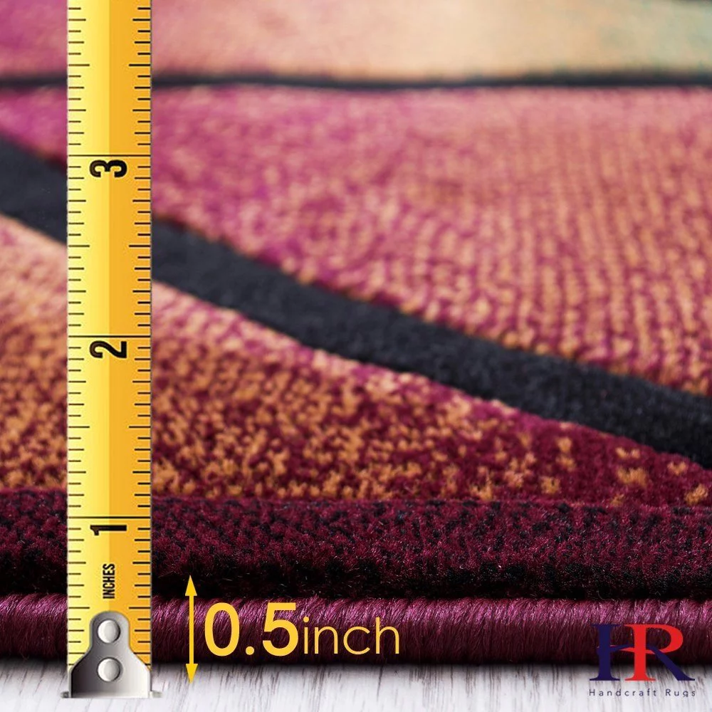 Handcraft Rugs-Modern Contemporary Living Room Rugs-Abstract Carpet with Geometric Swirls Pattern-Burgundy/ Beige/Ivory/Chocolate (8x10 Feet)