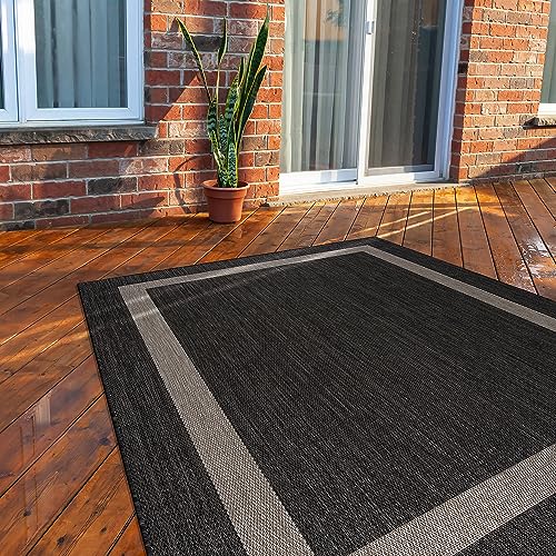 CAMILSON Outdoor Rug - Modern Area Rugs for Large Indoor and Outdoor patios, Kitchen and Hallway mats - Washable Outside Carpet (9x12, Medallion