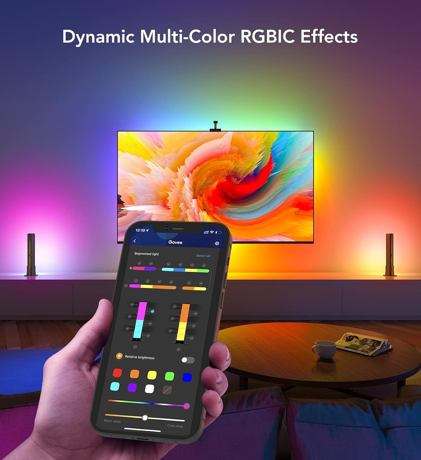 Govee LED Strip Lights & Light Bars with Camera, Smart Wi-Fi RGBIC DreamView T1 Pro LED Lights for TV (55-65 inches)
