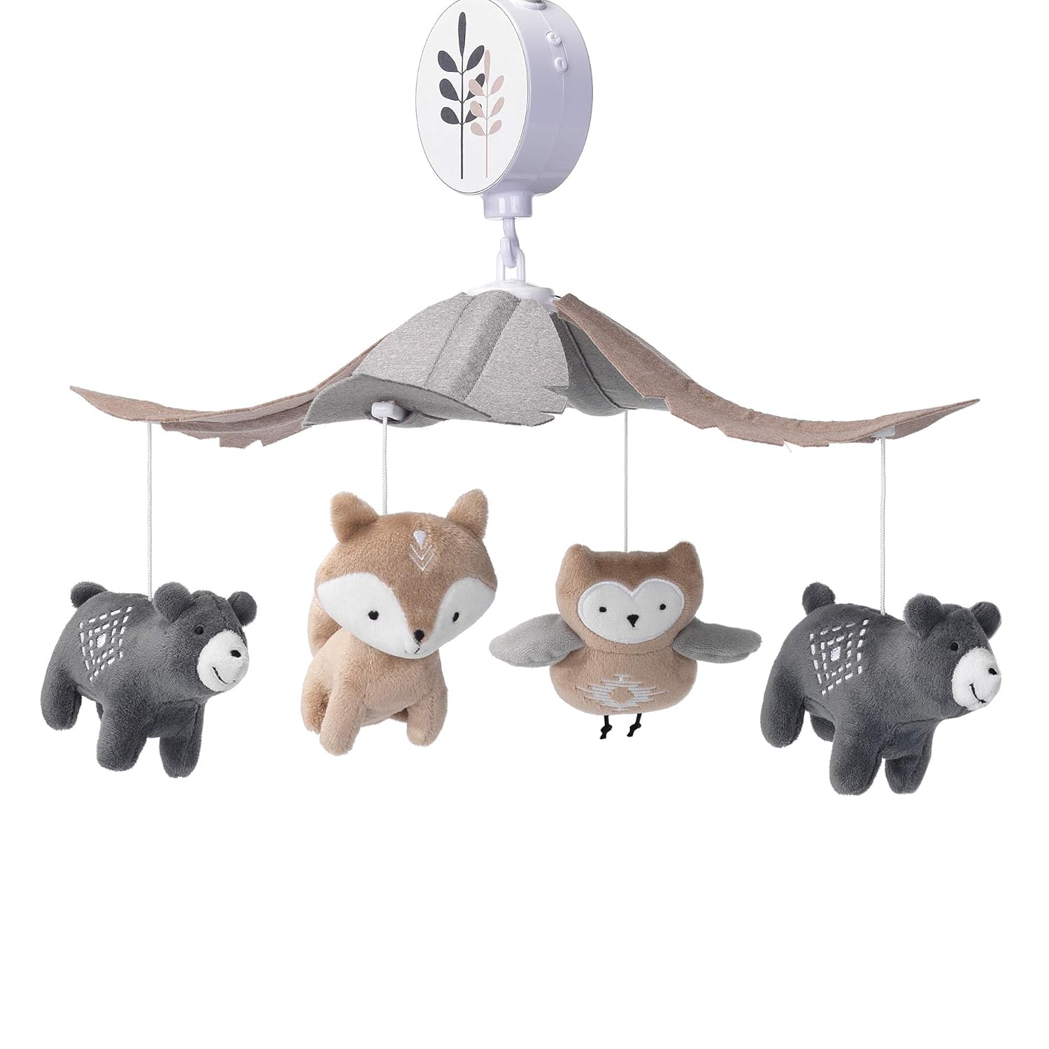 Lambs & Ivy Woodland Forest Gray/Tan Musical Baby Crib Mobile Soother Toy Pack of 2