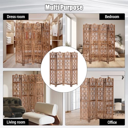 5.6FT Tall Room Divider,Japanese Room Divider 6 Panel Shoji Screen Room Dividers