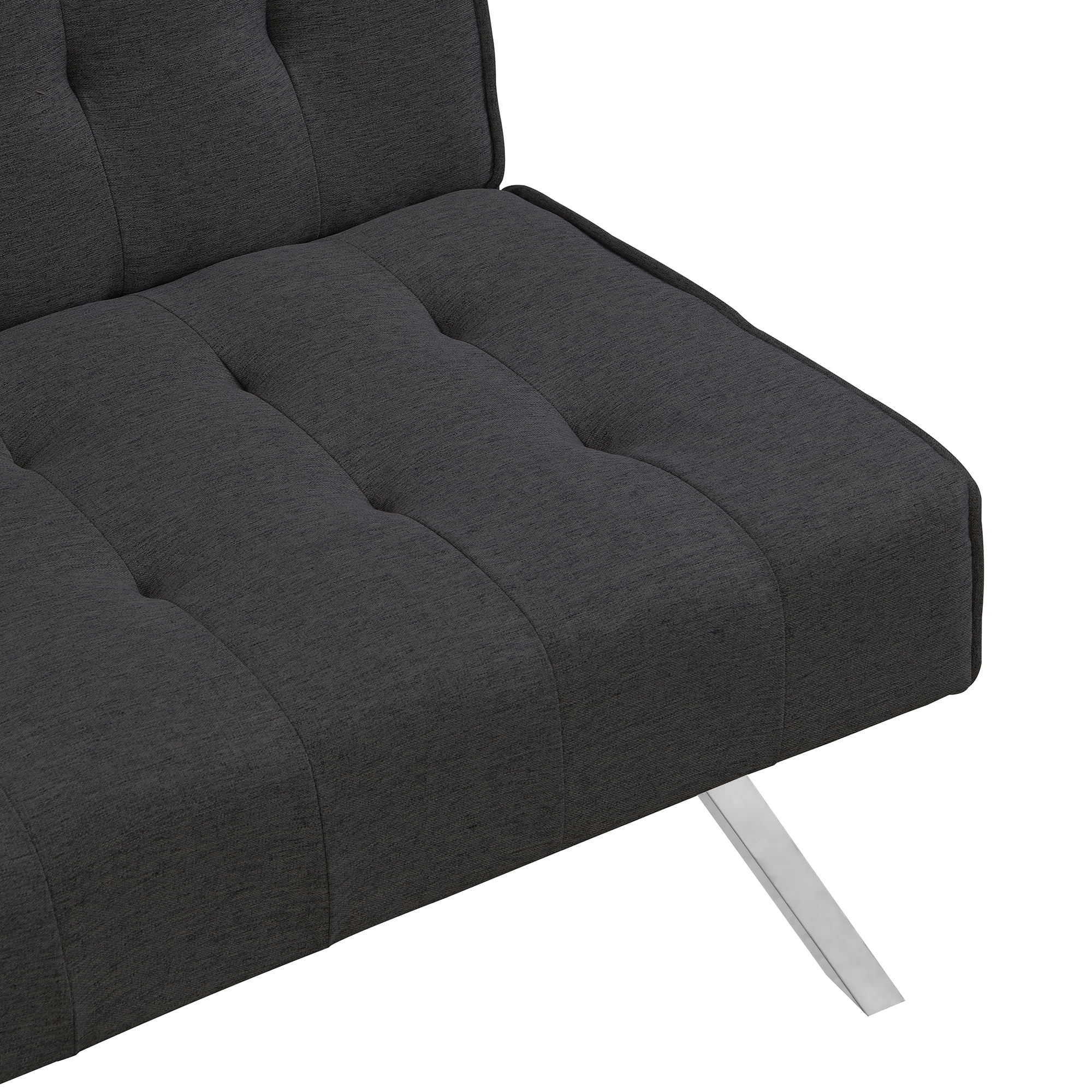CoSoTower Wood Frame, Stainless Leg, Futon, Sofa Bed Black