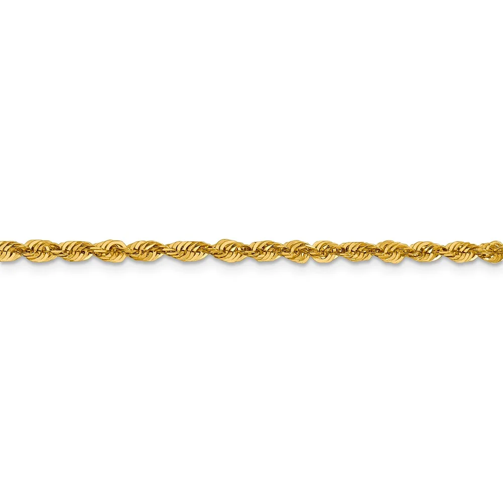 Leslie's Real 10kt Yellow Gold 3mm Diamond-Cut Lightweight Rope Chain; 24 inch; for Adults and Teens; for Women and Men