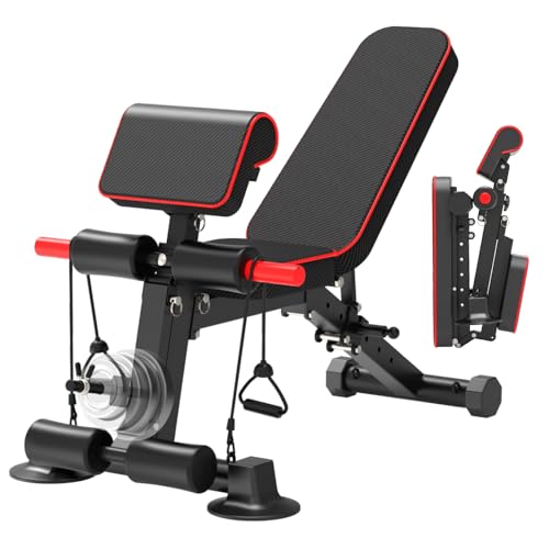 Adjustable Weight Bench,Utility Workout Bench Foldable Incline Decline Benches for Home Gym Full Body Workout,Load 600LBS