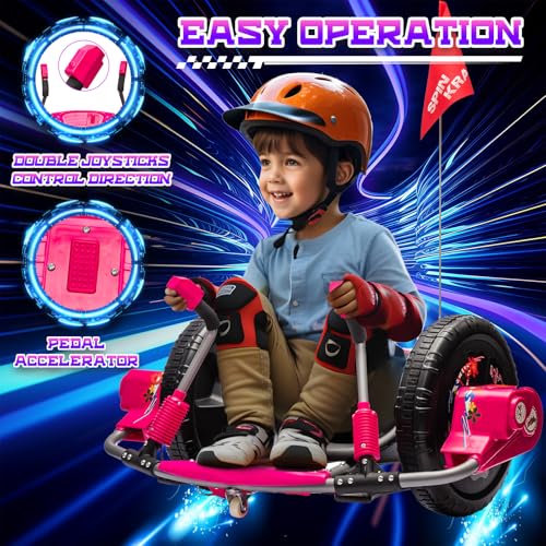 Electric Drifting Go Kart for Kids, 12V Outdoor Ride on Toys with 16-Inch Big Wheel, 360 Degree Spin, Speed of 4.66MPH, Dual Lever Steering