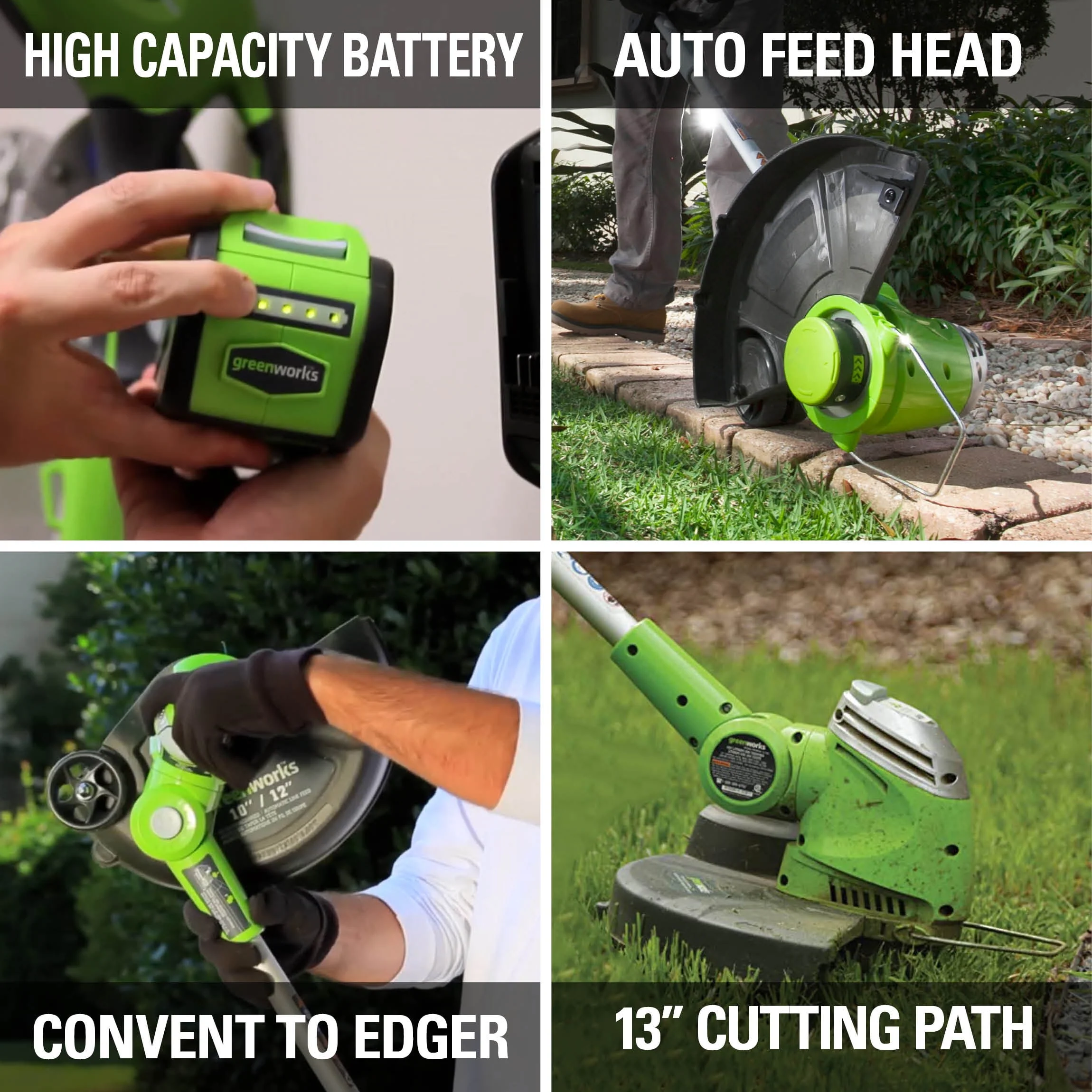 Greenworks 40V 13 Cordless String Trimmer/Edger with 2.0 Ah Battery & Charger 21302