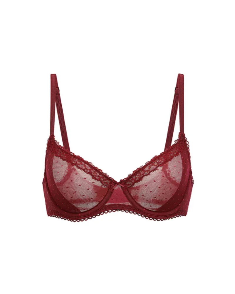 Women's Balconette Lace Bra See Through Demi Sheer
