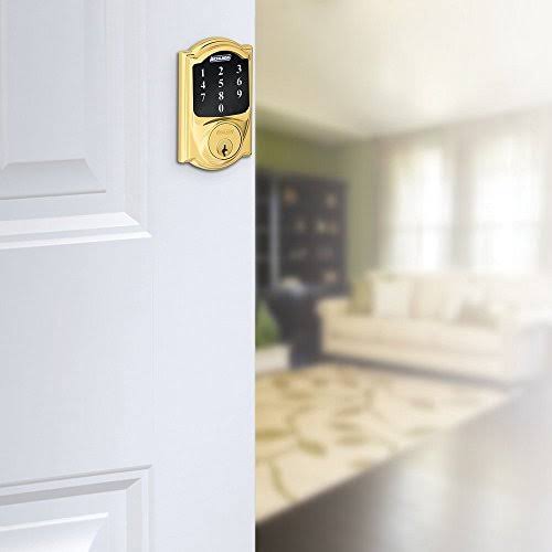 Schlage BE468CAM605 Lock Company Connect Camelot Touchscreen Deadbolt, Bright Brass