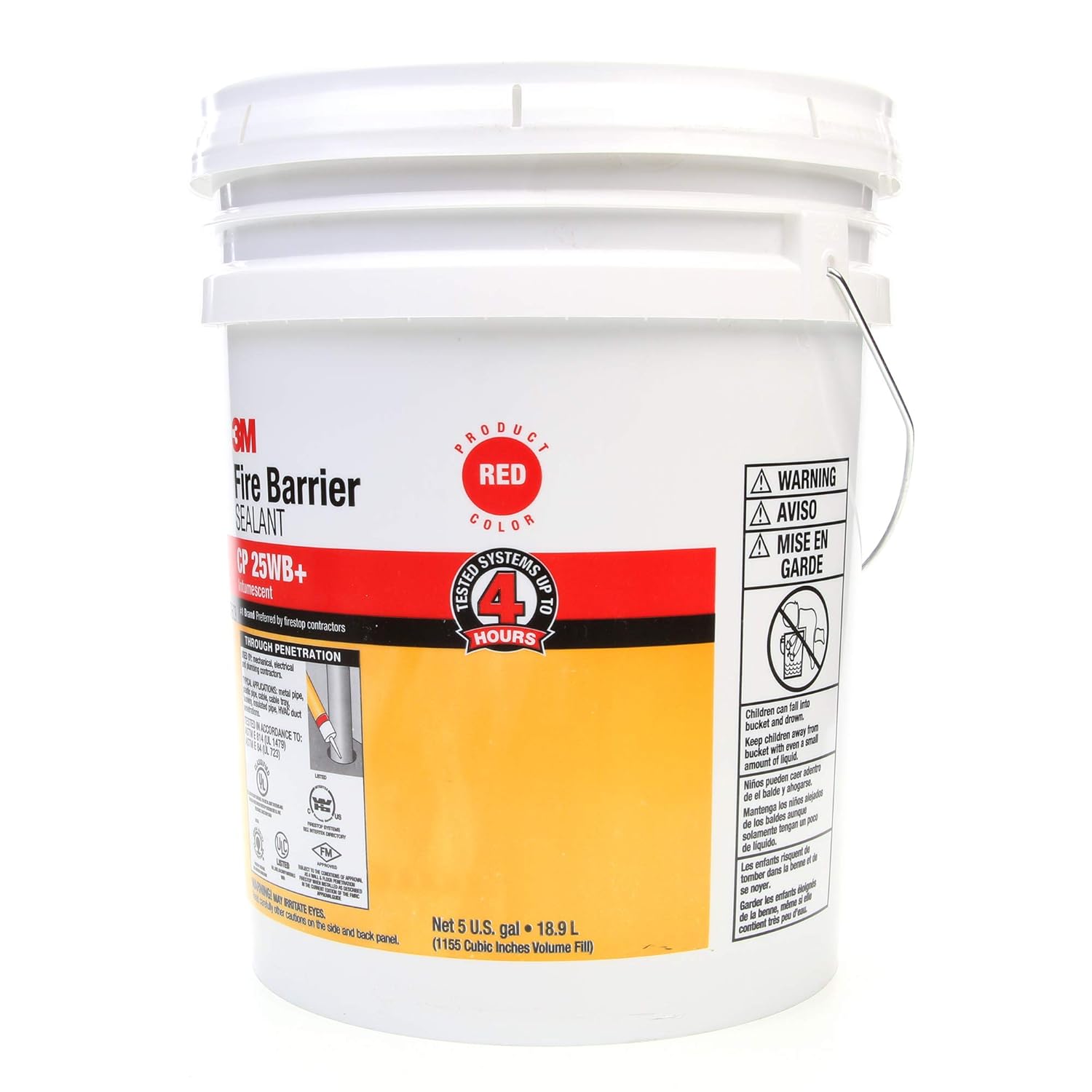 3M Fire Barrier Sealant CP 25WB+ - for Commercial, Industrial and Residential Applications - 5 Gallon Drum (Pail) - Red