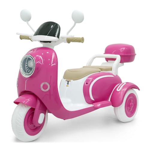 Kids Electric Motorcycle,3 Wheel Bike, Electric Scooter for 3 Year Old,3-Wheel 12V Ride On Scooter for Kids with Storage Compartments