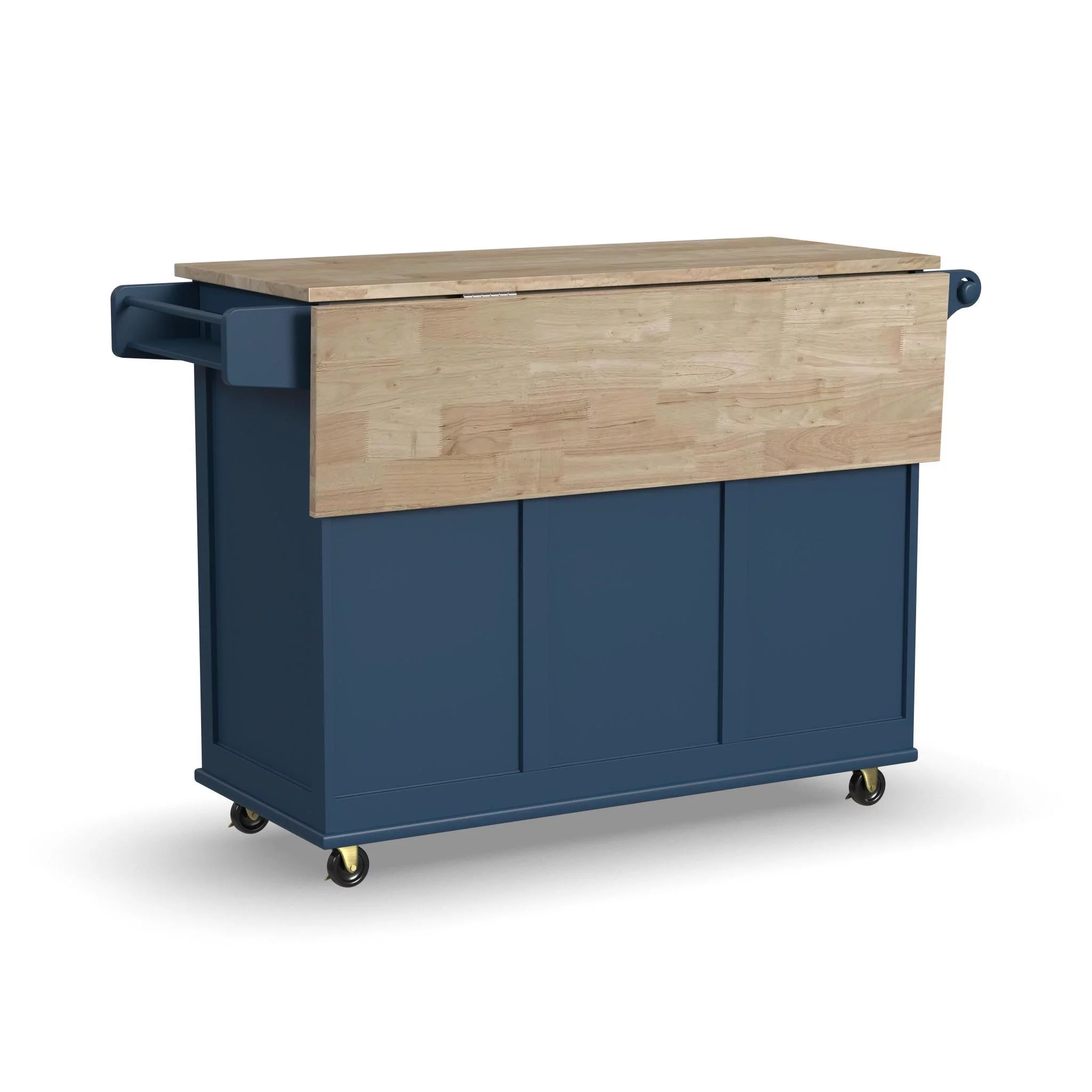 Homestyles Dolly Madison Traditional Engineered Wood Kitchen Cart in Blue/Brass