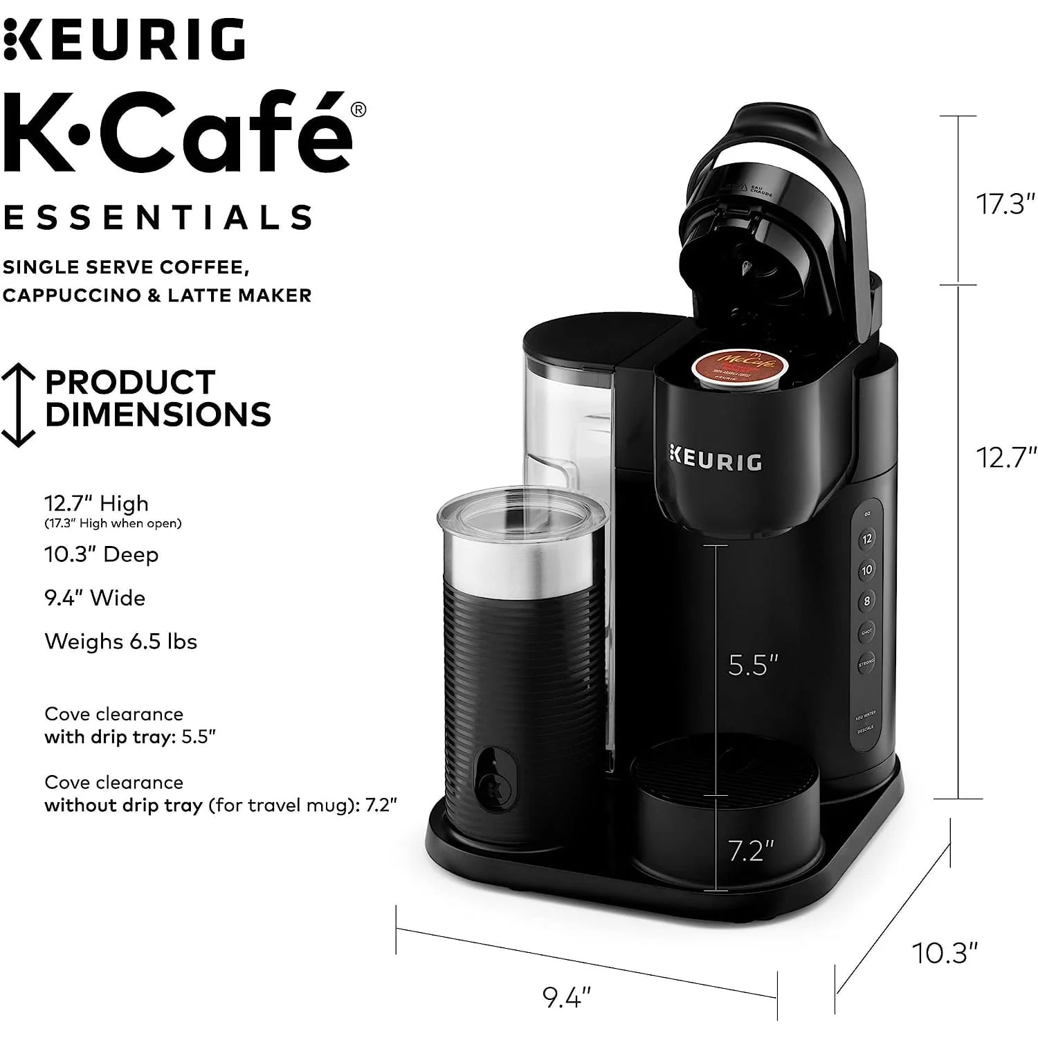 Restored Keurig K-Cafe SMART Single Serve K-Cup Pod Coffee, Latte and Cappuccino Maker, Black (Refurbished)