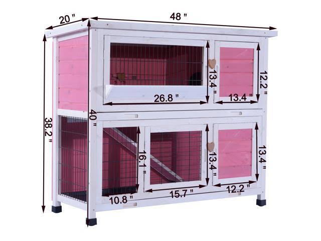 Lovupet 40x22 Wooden Rabbit Hutch Small Animal House Pet Cage Chicken Coop Pink 0323L