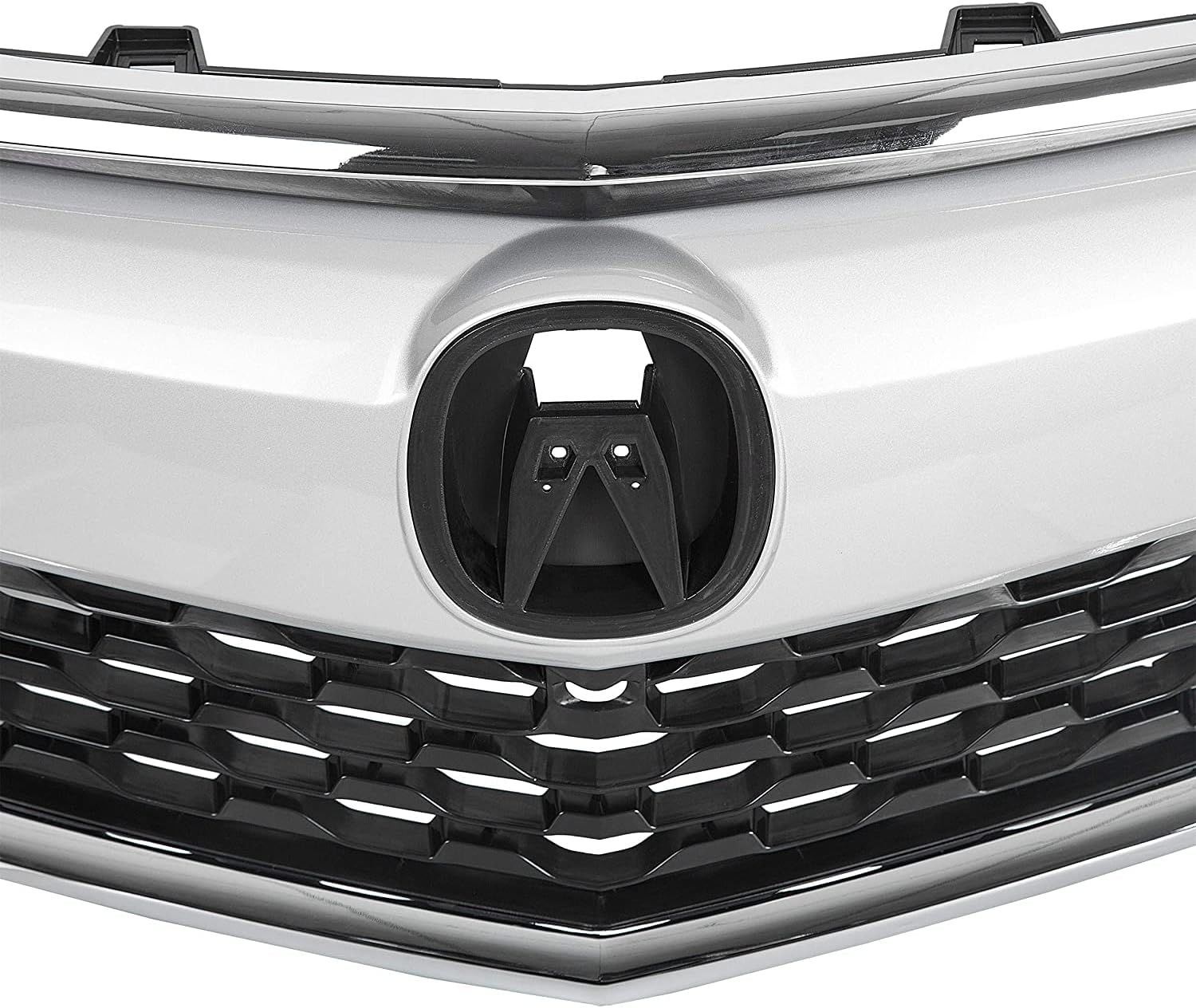 HECASA Front Grille Cover Compatible with 2014-2016 ACURA MDX Silver Black Replacement for AC1200121 75101TZ5A01