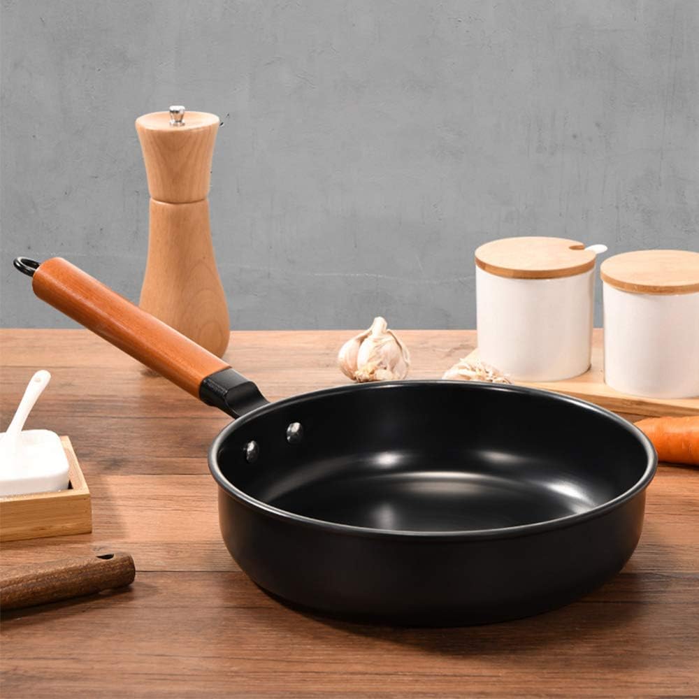 Pans,Frying Pan,Cookware,Uncoated fine Iron Frying pan nonstick Mini Frying pan with Sturdy Wooden Handle, Suitable for All Gas