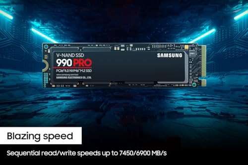 Samsung 990 PRO SSD NVMe M.2 PCIe Gen4, M.2 2280 Internal Solid State Hard Drive, Seq. Read Speeds Up to 7,450 MB/s for High End Computing, Gaming