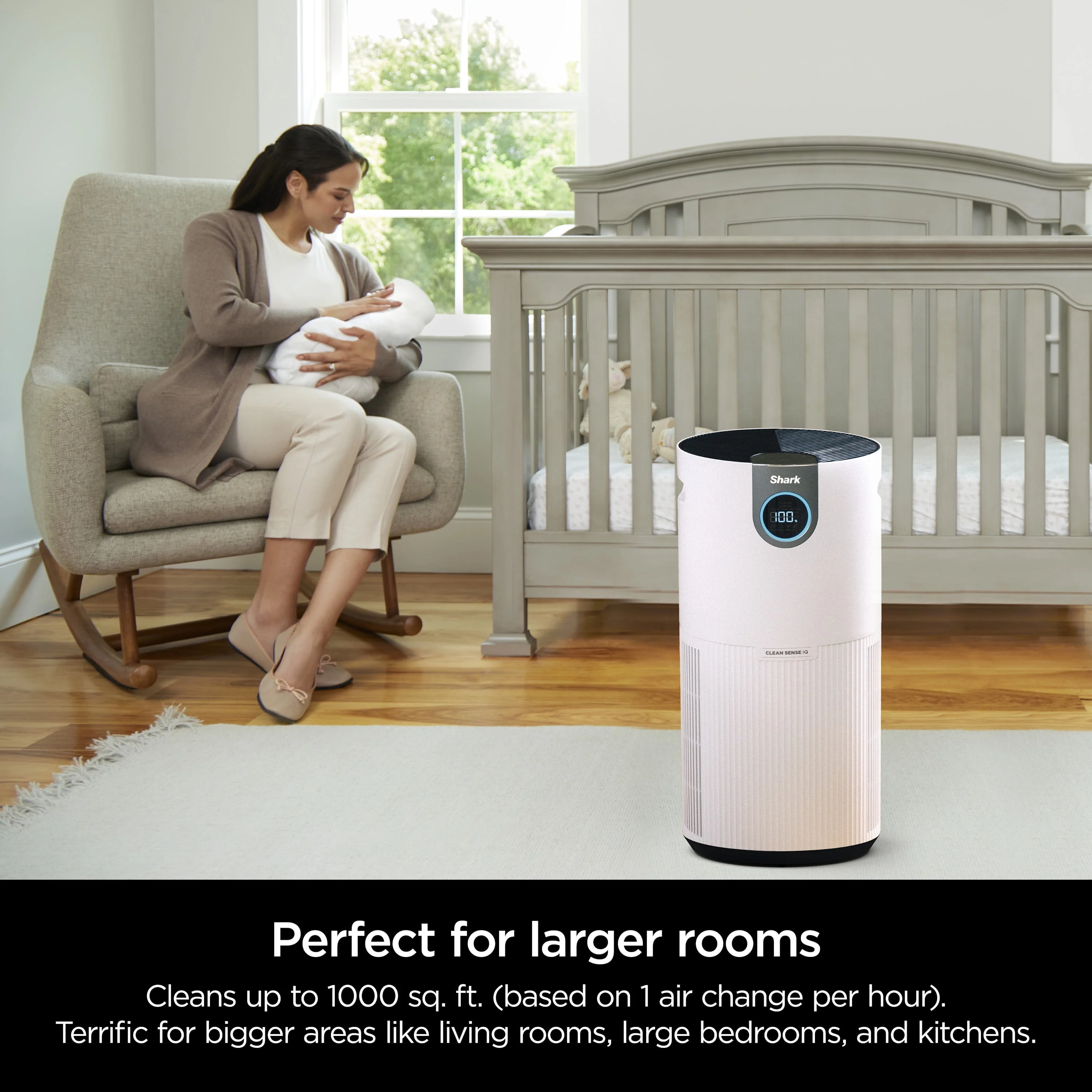 Shark Air Purifier with Nanoseal HEPA, Cleansense IQ, Odor Lock, Cleans up to 500 Sq. Ft, Charcoal Grey, HP100