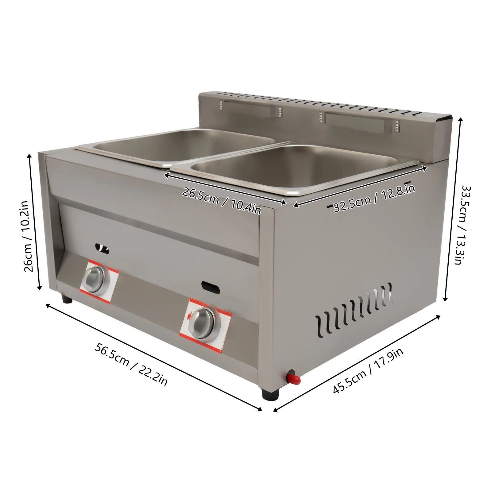 Miumaeov LPG Gas Deep Fryer 2 Burners Commercial Countertop Deep Gas Fryer Natural Gas Food Warmer Stainless Steel 12L for French Fries Restaurant