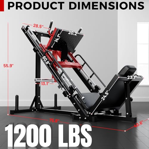 RitFit Leg Press Hack Squat Machine, Professional Adjustable Leg Press Machine for Home Gym with Linear Bearing