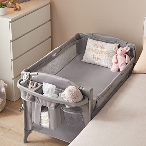 BEKA 4 in 1 Baby Bassinet Bedside Sleeper, Baby Bedside Crib 4 Functions, Bedside Bassinet Crib Sleeper, Playard, Changing Table