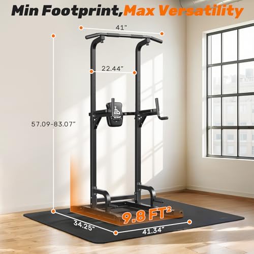 Sportsroyals Pull Up Bar Dip Station Power Tower Assistive Trainer Multi-Function Home Gym Strength Training Fitness Equipment 450LBS