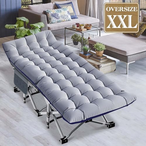 DoCred Folding Camping Cot with Mattress, 2 Pack Heavy Duty Folding Cot for Adults, Portable Sleeping Cot Bed Adults Outdoor Bed with Carry Bag
