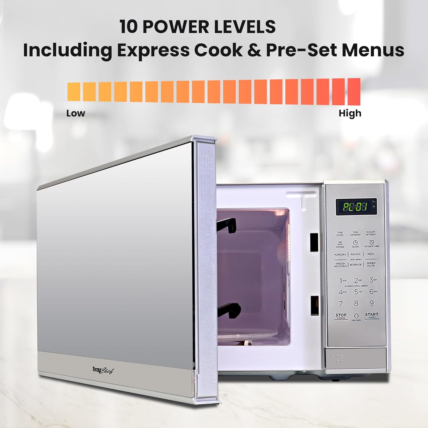 Total Chef Natural Convection Microwave Oven - Ideal Countertop Pizza Oven, Designed for Small Spaces, Perfect for Toasting, Baking, and Air Frying