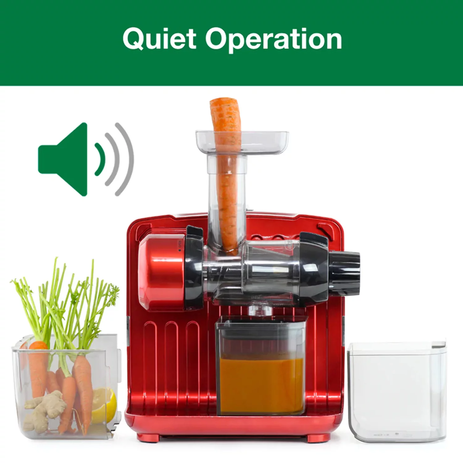 Omega Juicer JCUBE500RD Cold Press 365 Slow Masticating Juice Extractor and Nutrition System with On-Board Storage, 120-Watts, Red