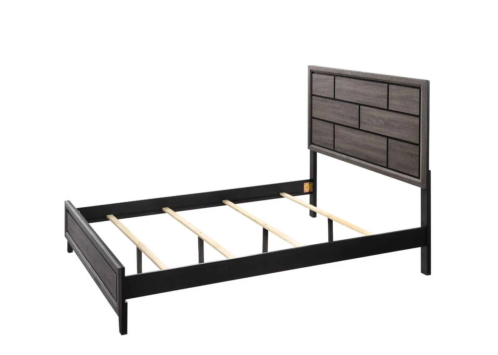 Contemporary Style 3pc Full Size Panel Bed and 2x Nightstands Bedroom Furniture Set Gray Finish